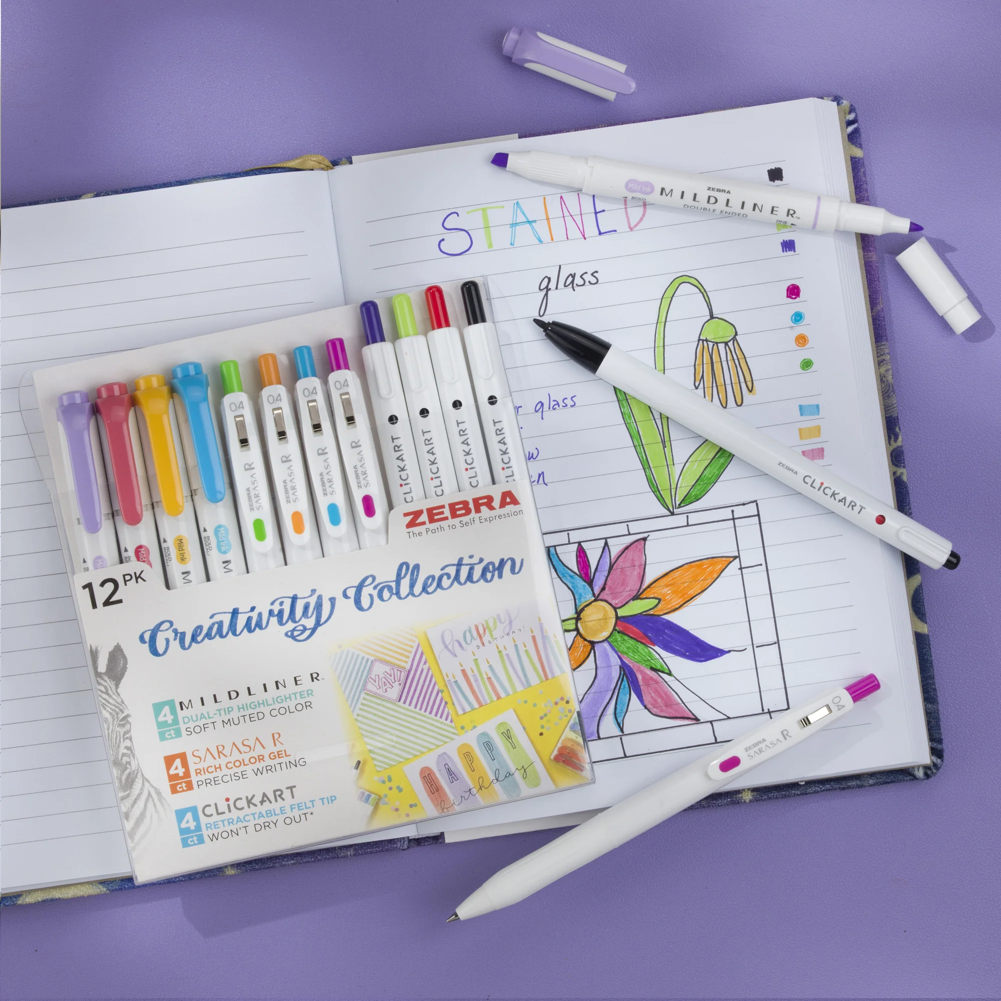 Creativity Collection Asst 12pk – Mildliner HL (4) + Sarasa R (4) + Clickart (4) - Image 3