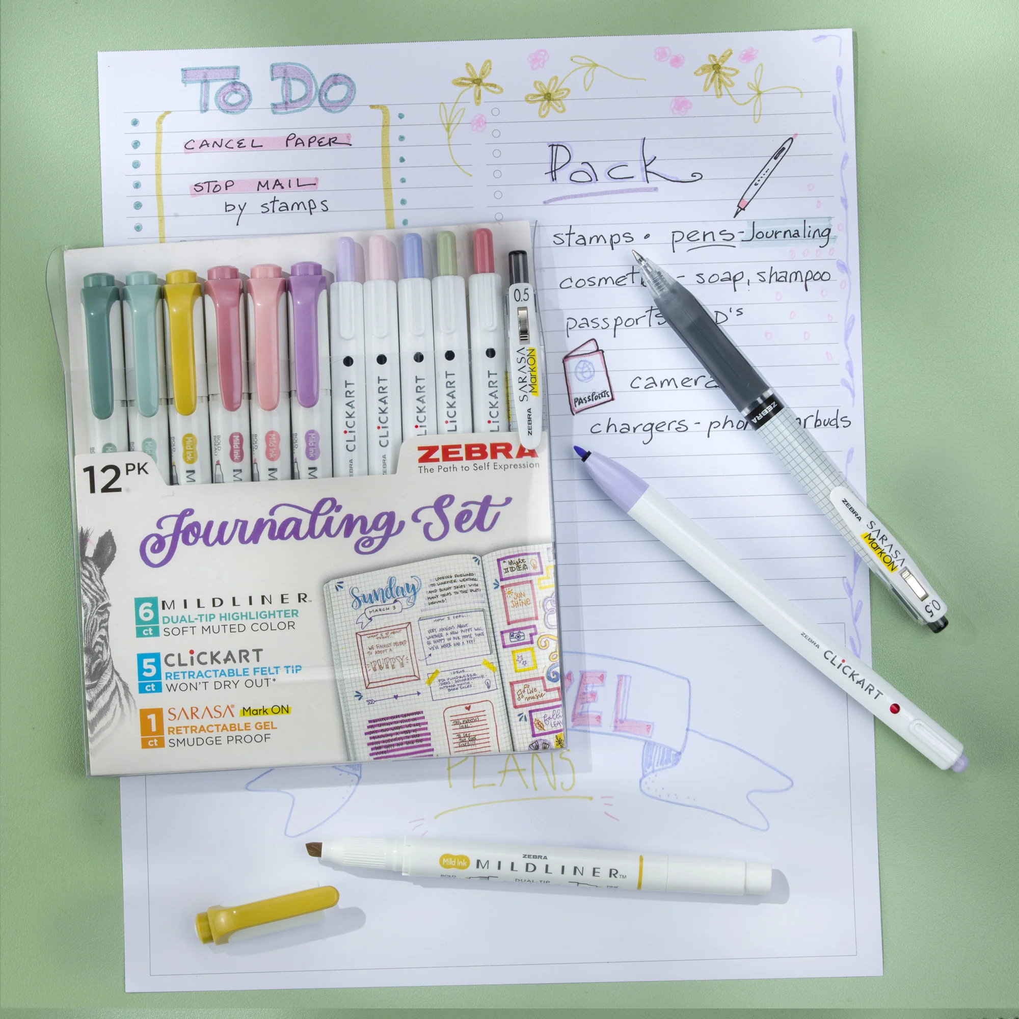 Journaling Set Asst 12pk – Mildliner HL (6) + Clickart(5) + Mark On (1) - Image 3