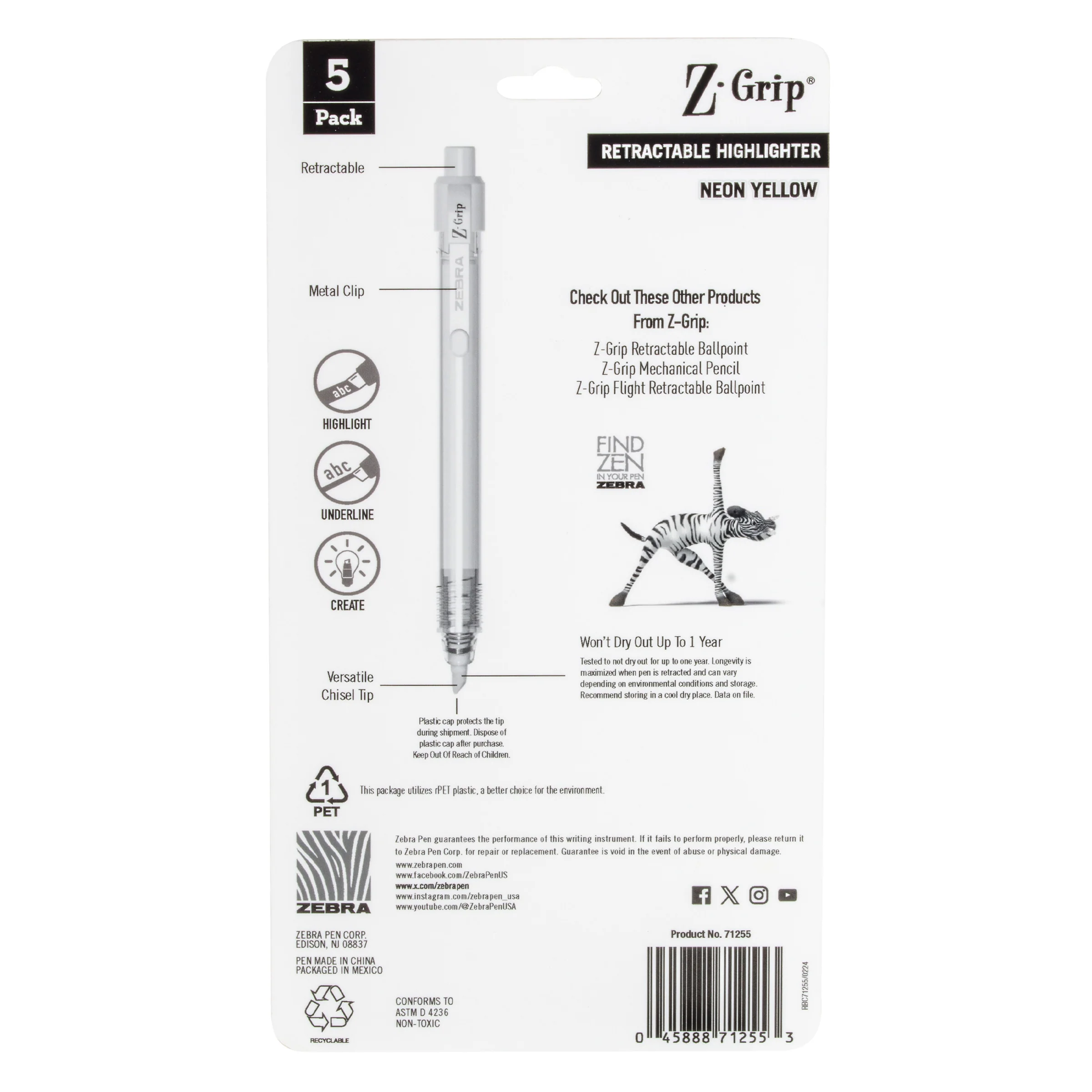 Z-Grip Retractable Highlighter - Image 18